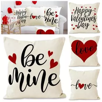 Наволочка ко Дню святого Валентина, льняная наволочка с надписью LOVE, декоративная наволочка для подушки для дома и спальни One Size