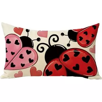 Наволочка ко Дню святого Валентина Льняной принт Диванная декоративная подушка Чехол One Size