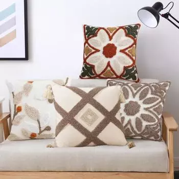 Наволочка контрастного цвета в стиле бохо, 3D-цветочный декор для домашнего офиса, вечеринки D