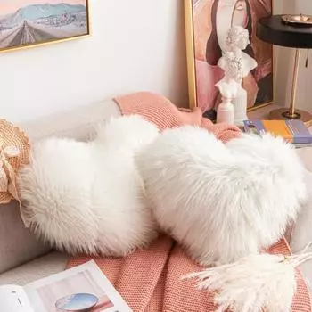 Наволочка Мягкая удобная пушистая плюшевая наволочка в форме сердца наволочка для дивана-кровати белый
