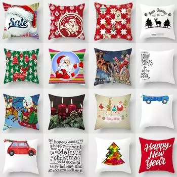 Наволочка Мультяшный Рождественский Лось Санта-Клаус Украшение Рождественской Елки Доступны различные варианты 40x40cm