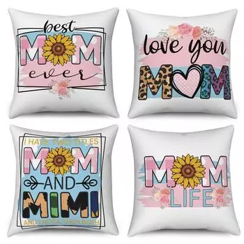Наволочка на день матери, автомобильный диван, домашний декор, подарок маме, декоративная наволочка с цветком алфавита 40x40cm