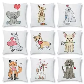 Наволочка на День святого Валентина, автомобильная подушка для дивана, подушка с рисунком домашнего животного 40x40cm
