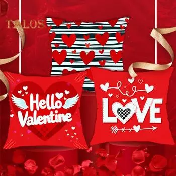 Наволочка на День святого Валентина в форме сердца с принтом в виде квадрата, украшение для дивана, наволочка для подушки в гостиную, спальню, наволочка для сиденья автомобиля 45x45cm B