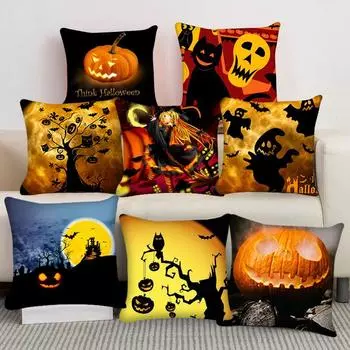 Наволочка на Хэллоуин, наволочка с призраком тыквы, диван-кровать, украшение для гостиной, наволочки, декоративные 45x45 см, эстетика комнаты 40x40cm
