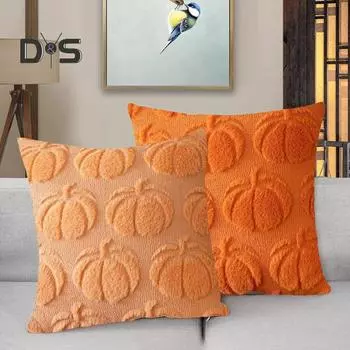 Наволочка на Хэллоуин с 3D-узором тыквы, искусственным мехом, скрытой молнией, в фермерском стиле, для спальни, гостиной, на День благодарения, осенний декор, украшение M оранжевый