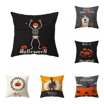 Наволочка на Хэллоуин с изображением черепа тыквы и дьявола, наволочка на диван, кресло, кровать, наволочка для домашнего декора 40x40cm