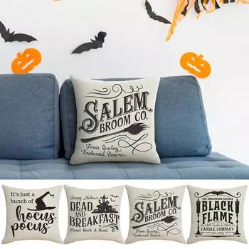 Наволочка на Хэллоуин с принтом призрака, льняное домашнее украшение для дивана, наволочка, украшение наволочки на Хэллоуин One Size бежевый