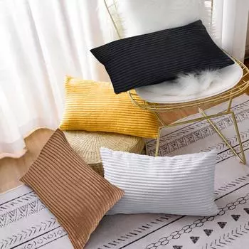 Наволочка, набор из 2 кордуарных наволочек, прямоугольная наволочка для дивана, дивана в спальне, 12x20 дюймов One Size чёрный