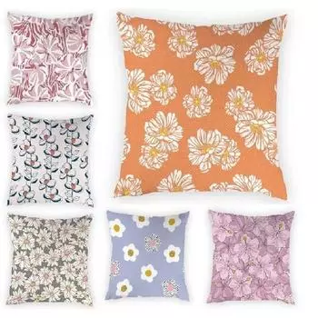 Наволочка Подушка Цветок Дейзи Цветок Персика Квадратный Цвет Сидящий Чехол Для Подушки Дивана 40x40cm