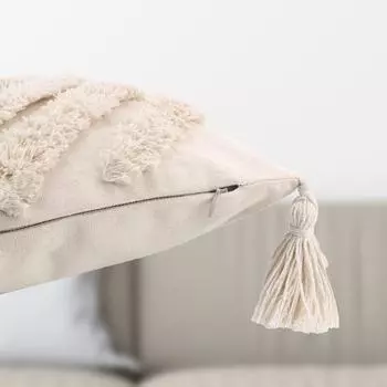 Наволочка ручной работы из тканого материала для дивана, украшения гостиной, домашнего декора, бежевая наволочка с кисточками, наволочка в стиле бохо с кисточками