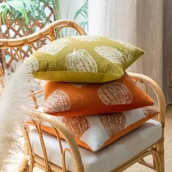 Наволочка с 3D-принтом тыквы, квадратная форма, скрытая застежка-молния, для спальни, гостиной, дивана, украшения на Хэллоуин, День благодарения 45x45cm светло-зеленый