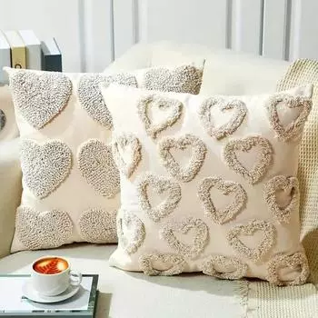 Наволочка с 3D-узором в виде сердца, короткая плюшевая наволочка со скрытой молнией для спальни, гостиной, дивана, украшения на День святого Валентина A