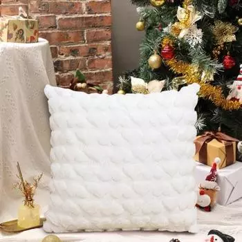 Наволочка с 3D-узором в виде сердца, короткая плюшевая наволочка со скрытой застежкой-молнией для спальни 45x45cm розовый