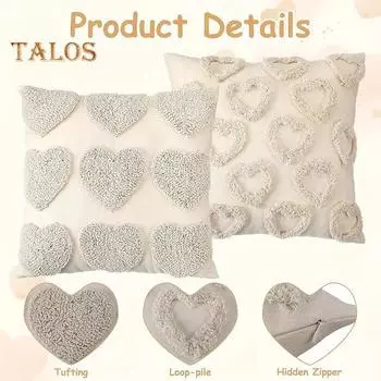 Наволочка с 3D-узором в виде сердца, короткая плюшевая наволочка со скрытой молнией для спальни, гостиной, дивана, украшения на День святого Валентина B