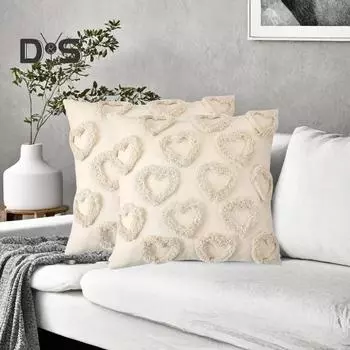 Наволочка с 3D-узором в виде сердца, короткая плюшевая наволочка со скрытой молнией для спальни, гостиной, дивана, украшения на День святого Валентина A