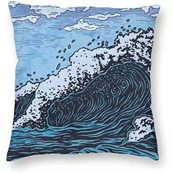 Наволочка с абстрактным рисунком океана, квадратная наволочка для диванной подушки, декоративная наволочка с синей волной 40x40cm