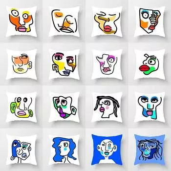 Наволочка с абстрактным рисунком смайлика для автомобиля, украшения для офиса, гостиной, дома 40x40cm