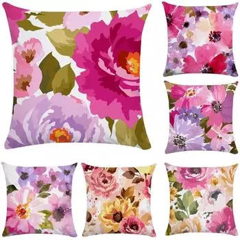 Наволочка с акварельным цветком, фермерское растение, диван-кровать, домашняя гостиная 40x40cm