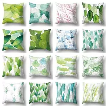 Наволочка с акварельным принтом листьев растений, украшение для дома, гостиная, диван, наволочка, украшение для спальни, комнаты 45x45 см 40x40cm