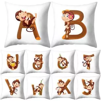 Наволочка с английской буквой «Обезьяна», чехол для подушки, диван-кровать, автомобиль, кафе, офисный декор L