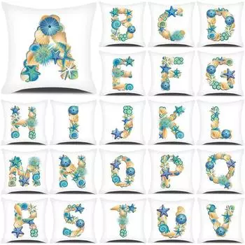 Наволочка с буквами в стиле океана для офиса, гостиной, автомобиля, украшения для дома, наволочка 40x40cm