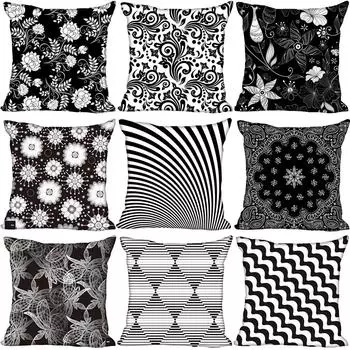 Наволочка с черно-белым узором на молнии 40x40cm