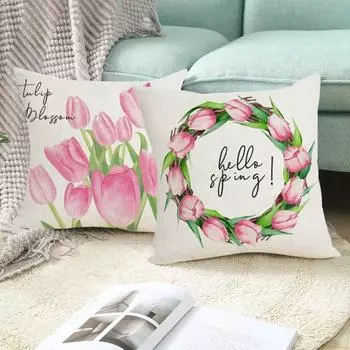 Наволочка с цветами тюльпана, наволочка с застежкой-молнией, износостойкая, простая в уходе, декоративная наволочка, домашний декор B