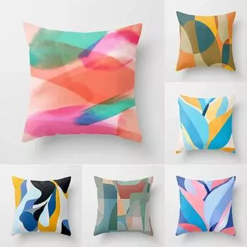 Наволочка с цветным геометрическим принтом для офиса, гостиной, автомобиля, украшения для дома, наволочка 40x40cm