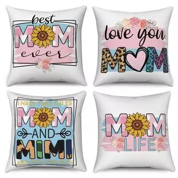 Наволочка с цветочным алфавитом, чехол для подушки на день матери, автомобильный диван, домашний декор, подарок маме 40x40cm