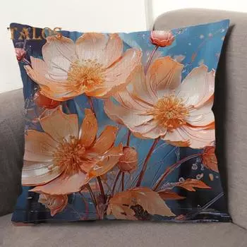 Наволочка с цветочным принтом, наволочка с застежкой-молнией, износостойкая, не выцветающая, моющаяся, простая в уходе, декоративная наволочка 1pc A