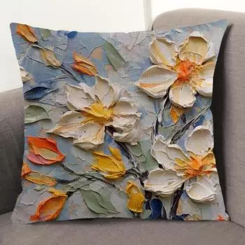 Наволочка с цветочным принтом, наволочка с застежкой-молнией, износостойкая, не выцветающая, моющаяся, простая в уходе, декоративная наволочка 1pc A