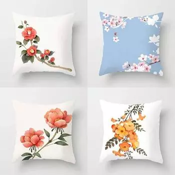 Наволочка с цветочным узором, лотос, вишневый цвет, наволочка 45x45 см, талии, дивана, комнаты, эстетическое украшение дома 40x40cm