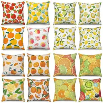 Наволочка с фруктовым принтом 45x45 см, наволочка, летняя наволочка для домашнего декора, наволочка для дивана, автомобиля, декоративные наволочки 40x40 50x50 40x40cm