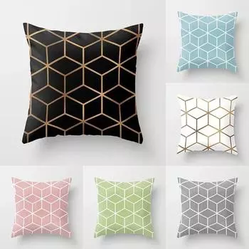 Наволочка с геометрическим кубическим принтом для автомобиля, украшения для офиса, гостиной, дома 40x40cm