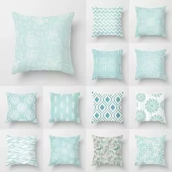 Наволочка с геометрическим принтом мятно-зеленого цвета для автомобиля, украшения для офиса, гостиной, дома 40x40cm