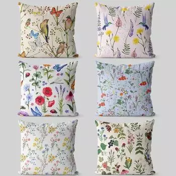 Наволочка с изображением цветов и птиц в стиле ретро для украшения общежития, офиса, гостиной, дивана, домашней наволочки 40x40cm