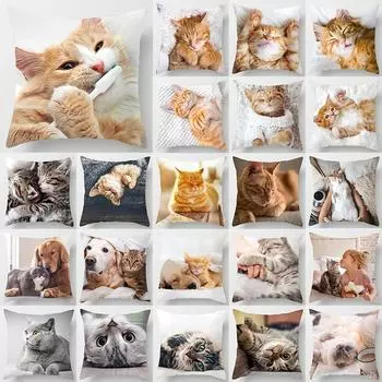 Наволочка с изображением кошек, 18 дюймов, для дома и офиса, квадратная 40x40cm