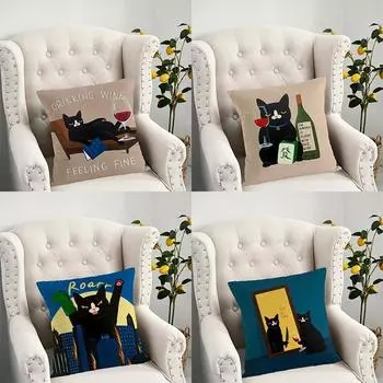 Наволочка с изображением кошки для украшения общежития, офиса, гостиной, дивана, домашней наволочки 40x40cm