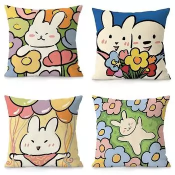 Наволочка с изображением милого питомца в мультяшном стиле для украшения общежития, офиса, гостиной, дивана, дома 40x40cm