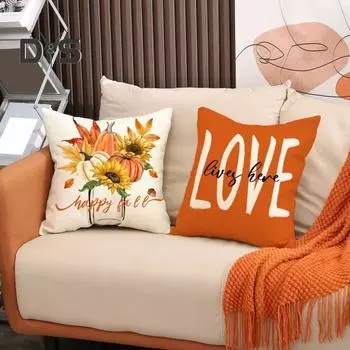 Наволочка с изображением осеннего урожая и Дня благодарения, не мнется, наволочка для подушки в стиле осеннего фермерского дома, легко чистится, чехол для декора осеннего дивана, домашний диван, кушетка 45x45cm