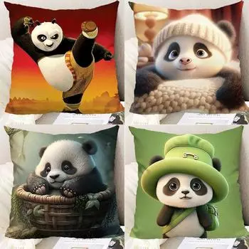 Наволочка с изображением панды кунг-фу для украшения общежития, офиса, гостиной, дивана, домашней наволочки 40x40cm