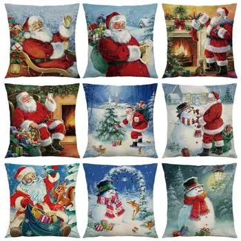Наволочка с изображением Санта-Клауса, популярная скандинавская трансграничная подушка для гостиной и спальни 40x40cm