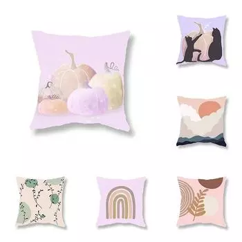 Наволочка с изображением тыквы и кота, богемный абстрактный простой геометрический набор, декор для дивана, офисный игровой стул, наволочка, домашний декор 40x40cm
