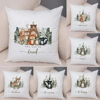 Наволочка с изображением животных из мультфильмов, украшения для автомобилей, офисная, гостиная, диван, домашняя наволочка 40x40cm