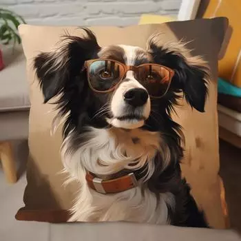 Наволочка с изображением животных, милая собака, счастливый щенок-компаньон, домашний декор, наволочка для дивана, 17,7x17,7 дюймов, двухсторонний дизайн CC2PS454510C3