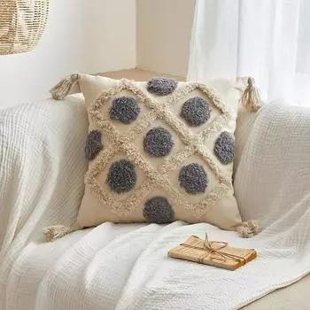 Наволочка с кисточкой в бохо-стиле, короткая плюшевая бахрома, декор для офиса, дивана, наволочка для подушки, для гостиной, спальни, автомобиля 45x45cm