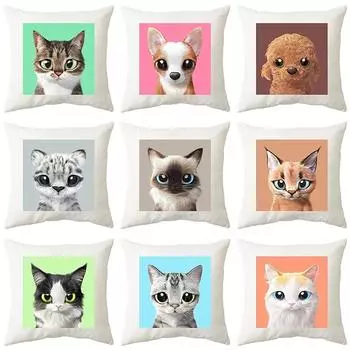 Наволочка с милым котом, домашним животным, подарок на день рождения, украшение для дома, гостиная, диван, наволочка, офис, отель, мягкая наволочка из кожи персика 40x40cm