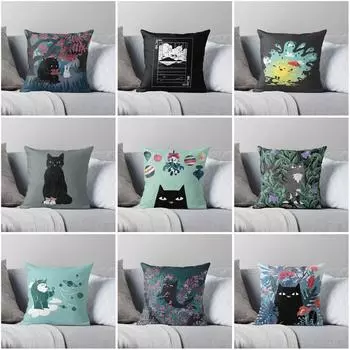 Наволочка с милым котом, наволочка, скандинавская современная гостиная, диван, дом, украшение дома 40x40cm