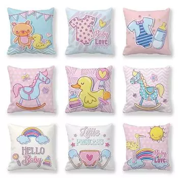 Наволочка с милым медведем, розовая мультяшная розовая гостиная, спальня, диван-кровать, кресло, подушка, люкс, эстетика 40x40cm